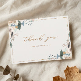 Tarjeta De Agradecimiento Rustic Autumn Floral Fall in Love Bridal Shower