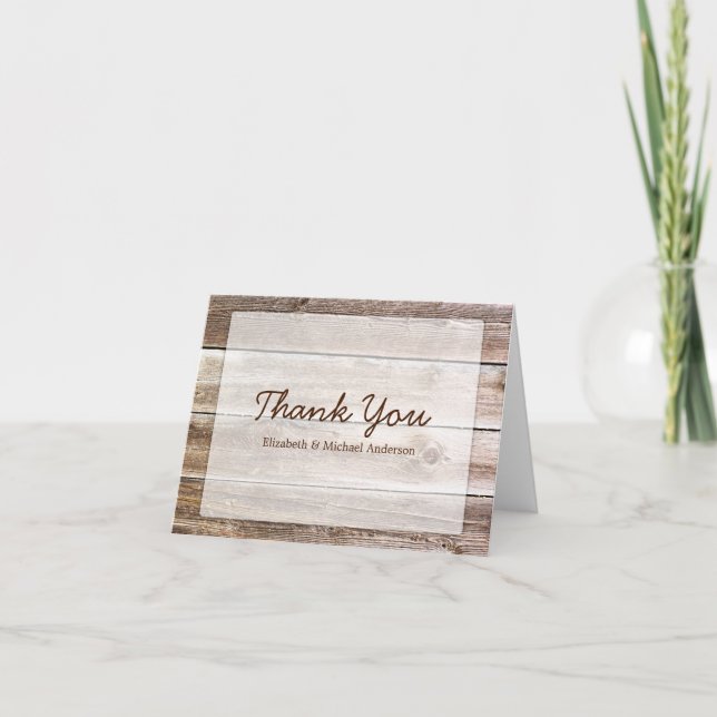 Tarjeta De Agradecimiento Rustic Barn Wood Gracias (Anverso)