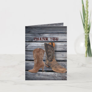Tarjeta De Agradecimiento Rustic Barn Wood Western Cowboy boda gracias