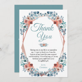 Tarjeta De Agradecimiento Rustic Blue Floral 50th Birthday Gracias