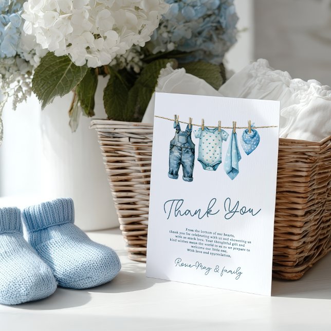 Tarjeta De Agradecimiento Rustic Blue Jean Baby Denim Country Baby Shower (Rustic Blue Jean Baby Denim Country Baby Shower Thank You Card)