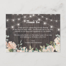 Tarjeta De Agradecimiento Rustic Bohemira String Lights Floral Gracias