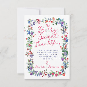 Tarjeta De Agradecimiento Rustic Boho Berry Verano 80 cumpleaños