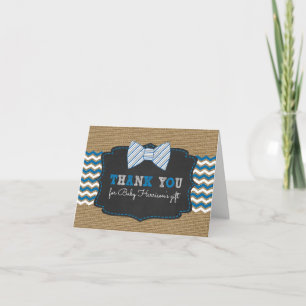 Tarjeta De Agradecimiento Rustic Bowtie baby ducha gracias a un poema