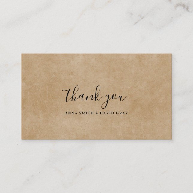 Tarjeta de agradecimiento Rustic Brown Paper Mount (Anverso)