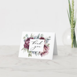 Tarjeta De Agradecimiento Rustic Burgundy and Plum Floral Gracias