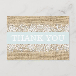 Tarjeta De Agradecimiento Rustic Burlap Blue Boy Moderno Gracias