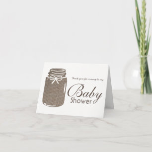 Tarjeta De Agradecimiento Rustic Burlap Mason Jar Baby Shower Gracias