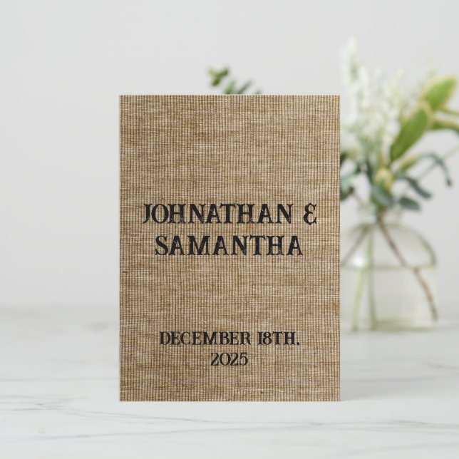 Tarjeta De Agradecimiento Rustic Burlap Wedding Thank You Card – Personalize (Anverso de pie)