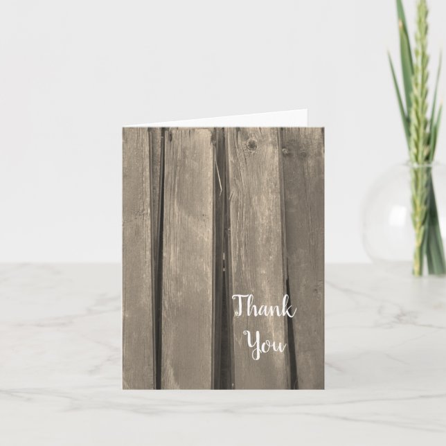 Tarjeta De Agradecimiento Rustic Country Barn Wood Gracias (Anverso)