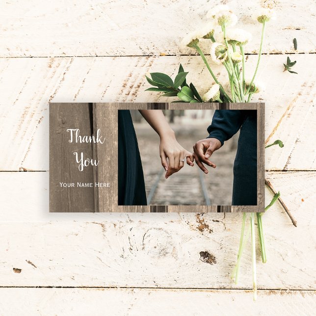 Tarjeta De Agradecimiento Rustic Country Barn Wood Gracias (Say thanks after your rustic barn party wedding or shower with this charming thank you photocard.)