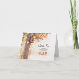 Tarjeta De Agradecimiento Rustic Country Tree Heart Fall Wedding Gracias