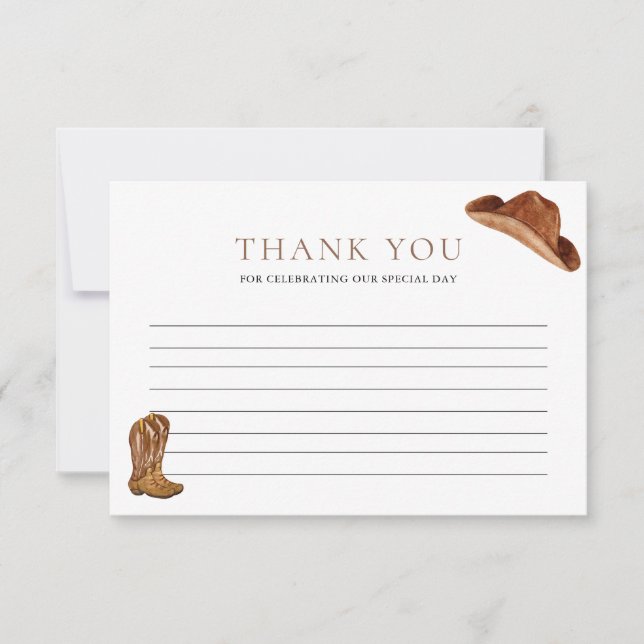 Tarjeta De Agradecimiento Rustic Cowboy Baby Shower (Anverso)