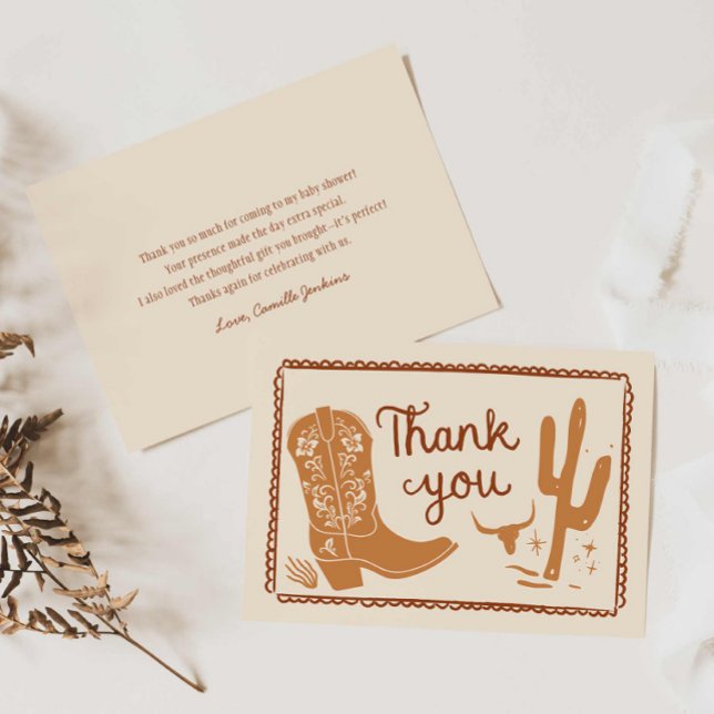 Tarjeta De Agradecimiento Rustic Cowboy Baby Shower Gracias Card (Cowboy Western Baby Shower Thank you card)