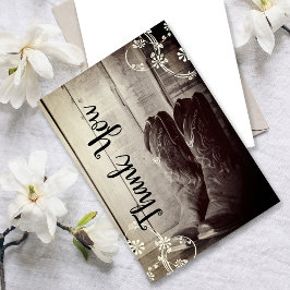 Tarjeta De Agradecimiento Rustic Cowboy Boots Western Floral Gracias