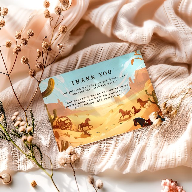 Tarjeta De Agradecimiento Rustic Cowboy Rodeo 1st Birthday Celebration (Subido por el creador)