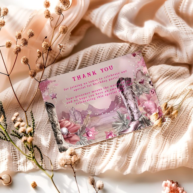 Tarjeta De Agradecimiento Rustic Cowboy Rodeo 1st Birthday Design (Subido por el creador)