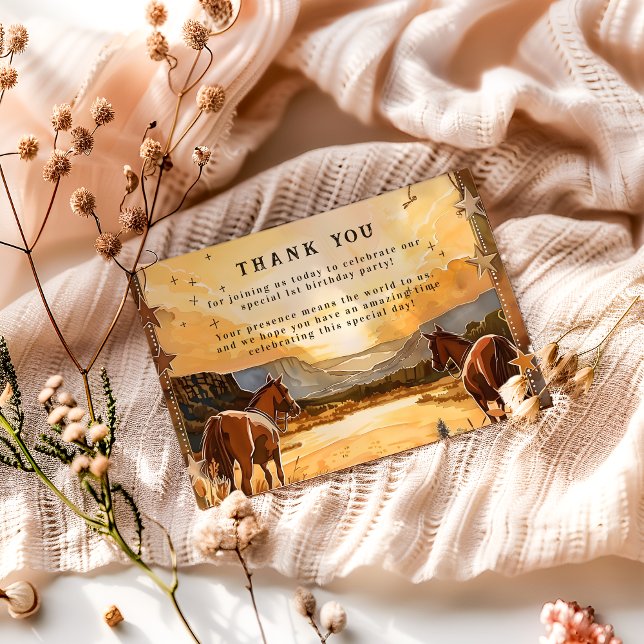 Tarjeta De Agradecimiento Rustic Cowboy Rodeo 1st Birthday Theme (Subido por el creador)