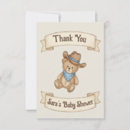 Tarjeta De Agradecimiento Rustic Cowboy Watercolor Boy Baby Shower