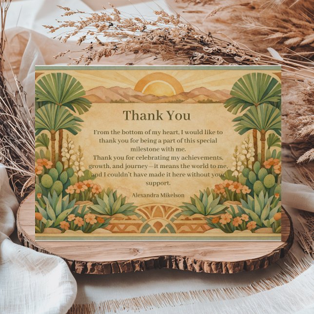 Tarjeta De Agradecimiento Rustic Desert Florals Birthday (Subido por el creador)
