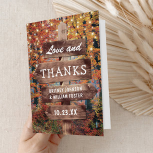 Tarjeta De Agradecimiento Rustic Fall Woodland Boda Gracias