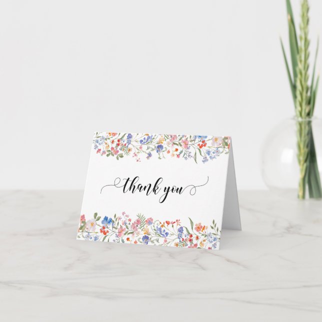 Tarjeta De Agradecimiento Rustic Floral Bridal Shower Folded Thank You Card (Anverso)