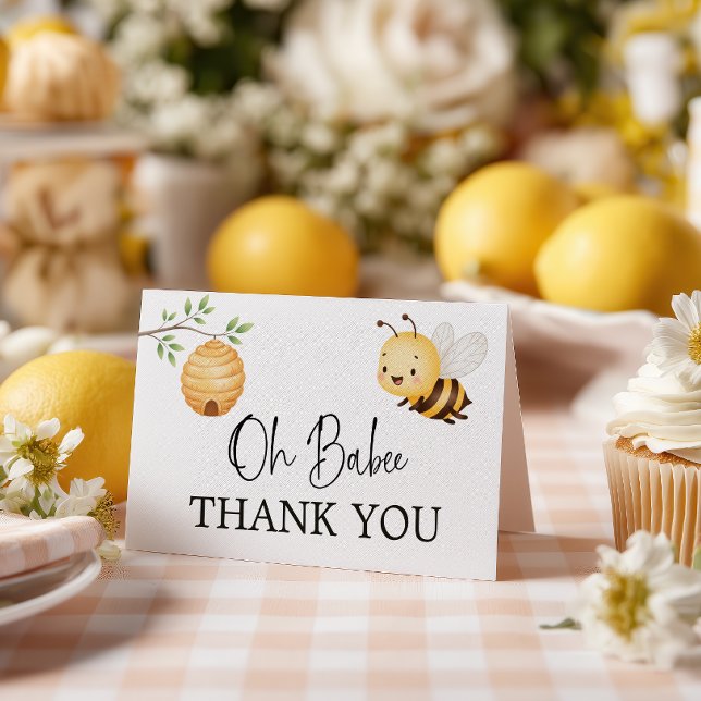 Tarjeta De Agradecimiento Rustic Floral Daisy Oh Babee Honey Bee Baby Shower (Subido por el creador)