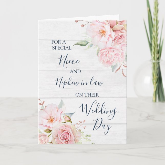 Tarjeta De Agradecimiento Rustic Floral Wedding Day Niece Nephew in Law (Anverso)