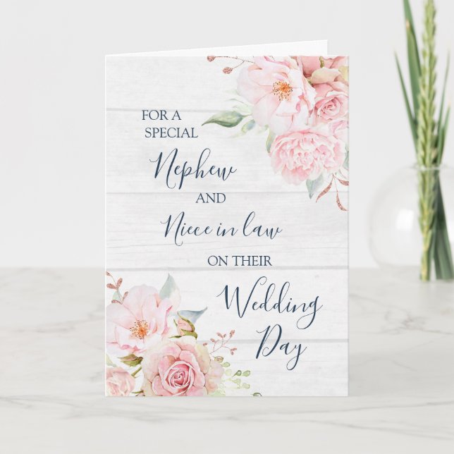 Tarjeta De Agradecimiento Rustic Floral Wedding Nephew Niece in Law Card (Anverso)