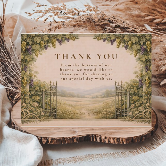 Tarjeta De Agradecimiento Rustic Grape Garden Countryside Wedding (Subido por el creador)
