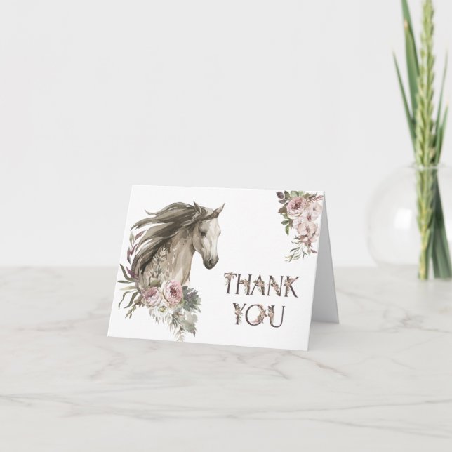 Tarjeta De Agradecimiento Rustic Horse Baby Shower (Anverso)