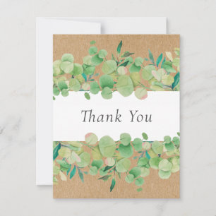 Tarjeta De Agradecimiento Rustic Kraft Business Eucalyptus Floral Gracias