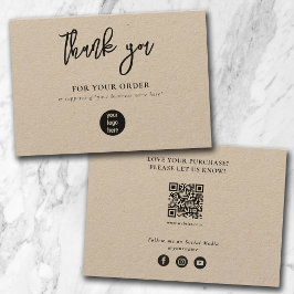 Tarjeta De Agradecimiento Rustic Kraft Business Gracias a los medios sociale