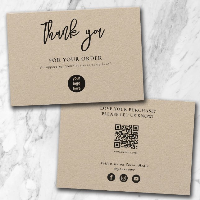 Tarjeta De Agradecimiento Rustic Kraft Business Gracias a los medios sociale (Rustic Kraft Business Thank You Logo Social Media)