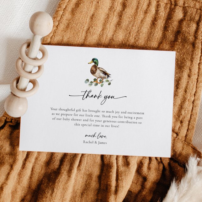 Tarjeta De Agradecimiento Rustic Mallard Duck Little Duckling Baby Shower (Subido por el creador)