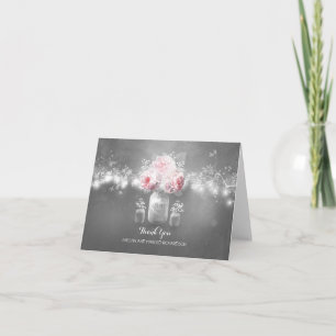 Tarjeta De Agradecimiento Rustic Mason Jar String Lights Wedding Thank You
