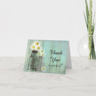 Tarjeta De Agradecimiento Rustic Mason Jar y Daisy Boda gracias