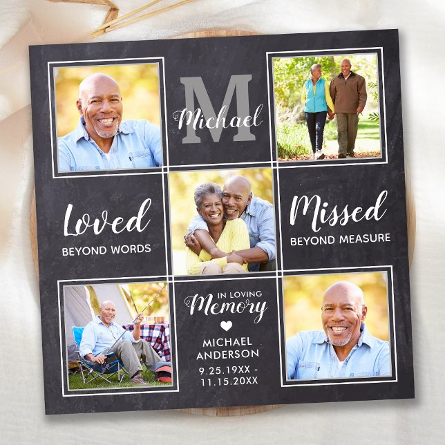 Tarjeta De Agradecimiento Rustic Memorial Photo Collage Keepsake Sympathy (Subido por el creador)
