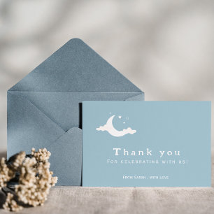 Tarjeta De Agradecimiento Rustic Minimal Cute blue cloud gracias