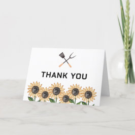 Tarjeta De Agradecimiento Rustic Modern BBQ Sunflower Baby Shower