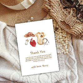 Tarjeta De Agradecimiento Rustic Modern Boho Western Cowboy Baby Shower