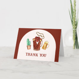 Tarjeta De Agradecimiento Rustic Modern Cowboy Cactus Beer Arch Baby Shower