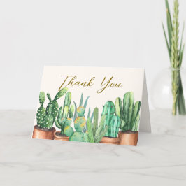Tarjeta De Agradecimiento Rustic Modern Desert Cactus Garden Baby Shower