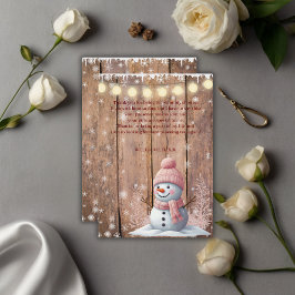 Tarjeta De Agradecimiento Rustic Modern Elegant Snowman Baby Shower