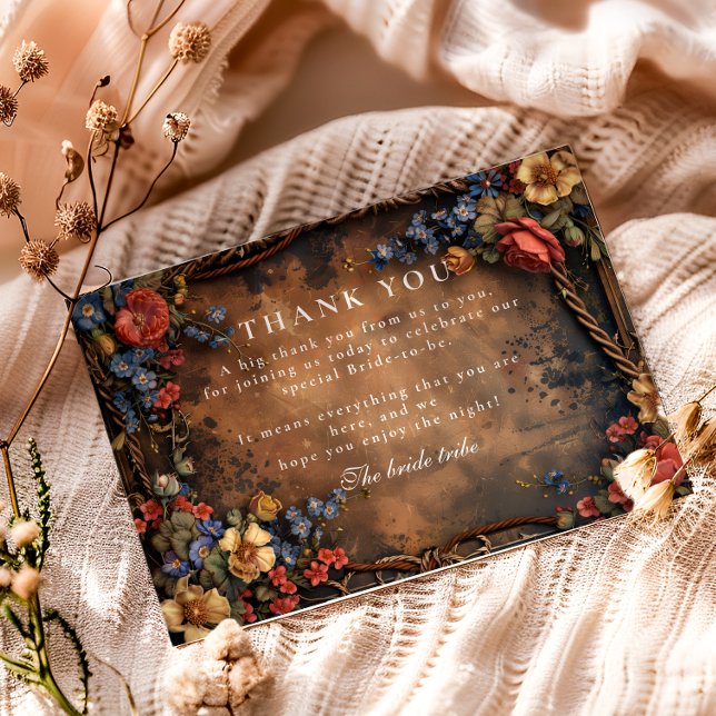 Tarjeta De Agradecimiento Rustic Moody Autumn Floral Bridal Shower (Subido por el creador)