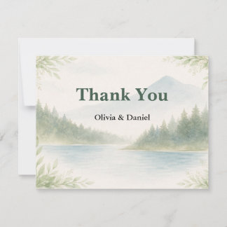 Tarjeta De Agradecimiento Rustic Mountain Forest Watercolor Wedding Thanks