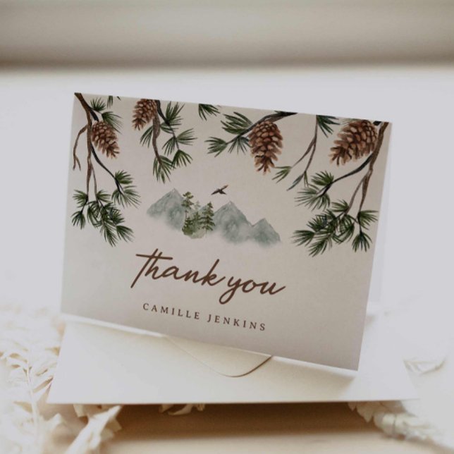 Tarjeta De Agradecimiento Rustic Mountains Boy Baby Shower (Woodland Forest Baby Shower Thank you card)