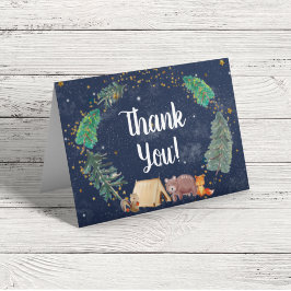 Tarjeta De Agradecimiento Rustic Night Sky Woodland Animals Baby Shower Than