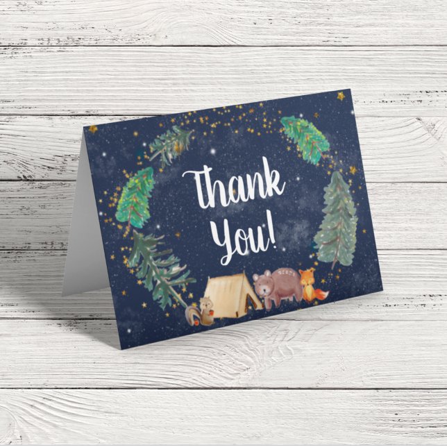 Tarjeta De Agradecimiento Rustic Night Sky Woodland Animals Baby Shower Than (Subido por el creador)