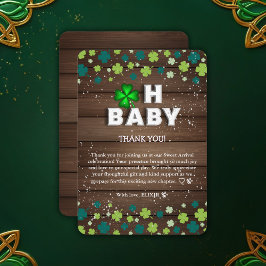 Tarjeta De Agradecimiento Rustic Oh Baby St. Patrick's Day Baby Shower